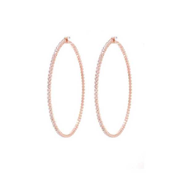 Classic Rhinestone Metal Hoop Earring - Picture 4 of 8